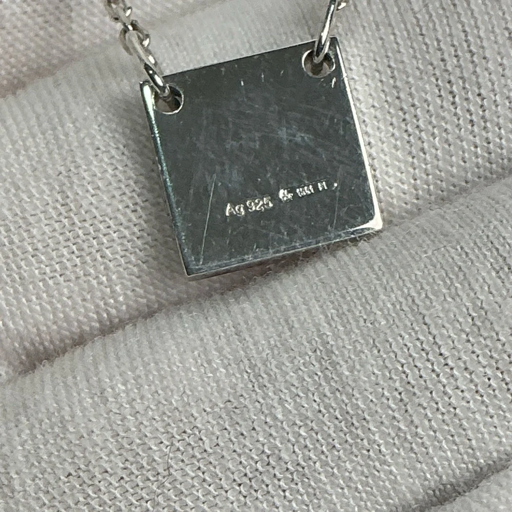 Authentic Gucci Square Plate Tag Pendant 925 Silver Necklace Signature Clasp - Picture 9 of 14